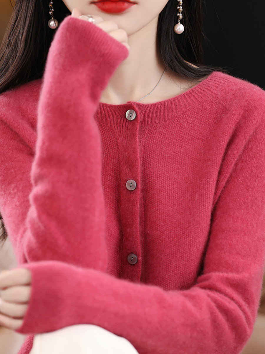 Cardigan en Laine Solide pour Femmes en Hiver