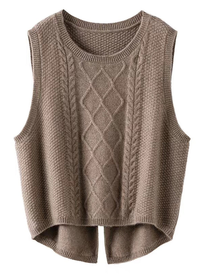 Gilet en Jacquard Solide Retro Hiver pour Femmes