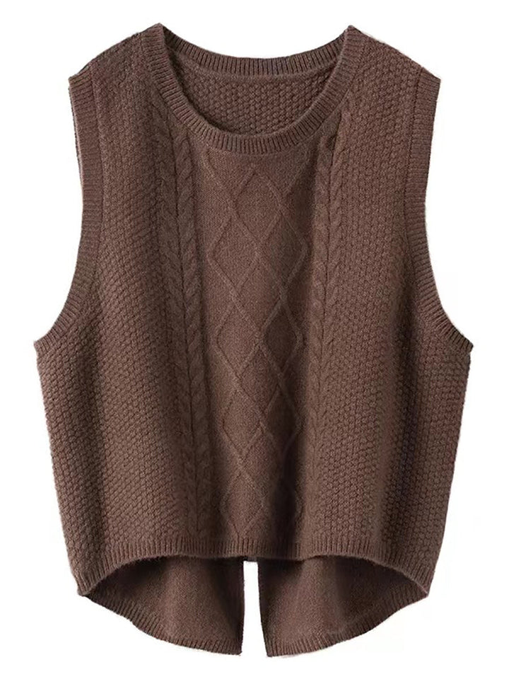 Gilet en Jacquard Solide Retro Hiver pour Femmes