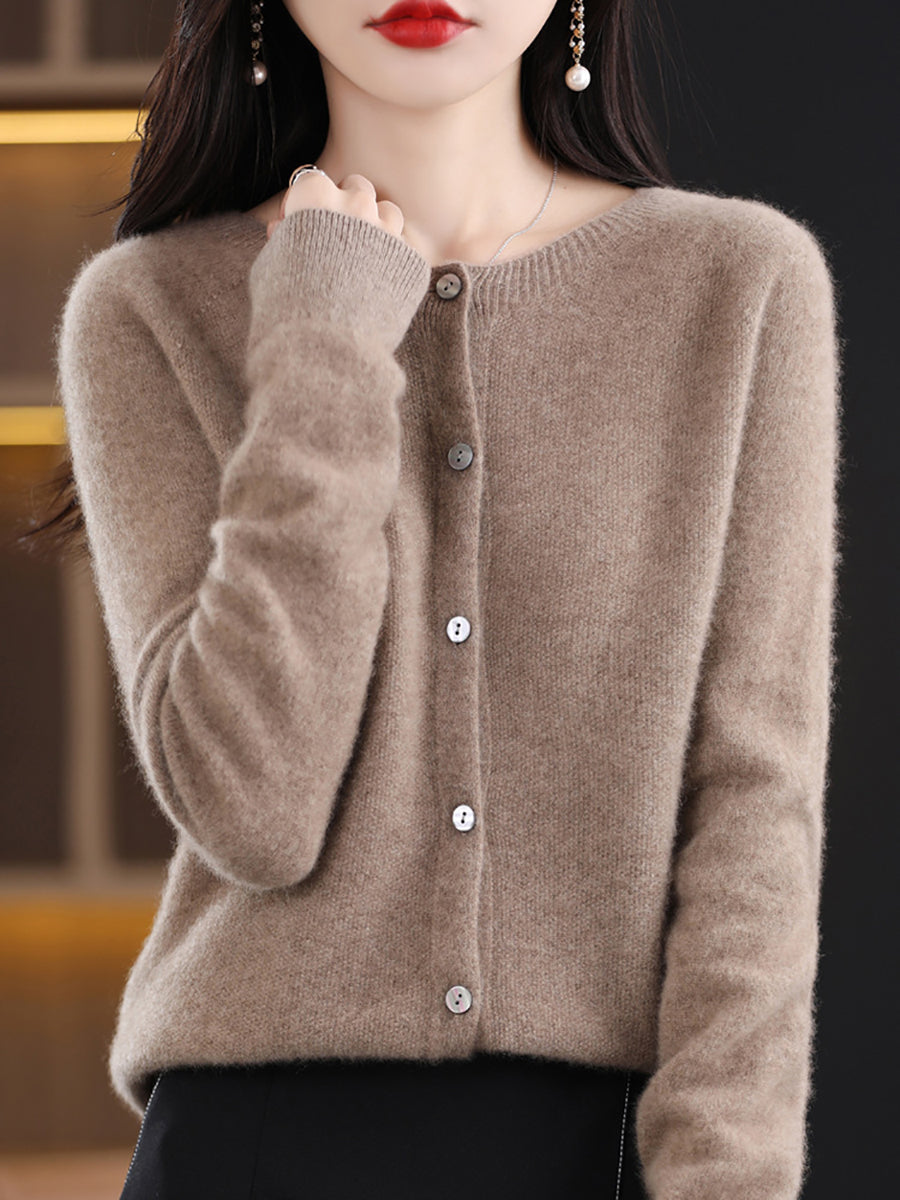 Cardigan en Laine Solide pour Femmes en Hiver