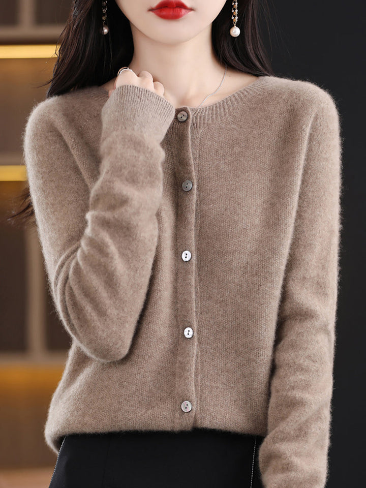 Cardigan en Laine Solide pour Femmes en Hiver