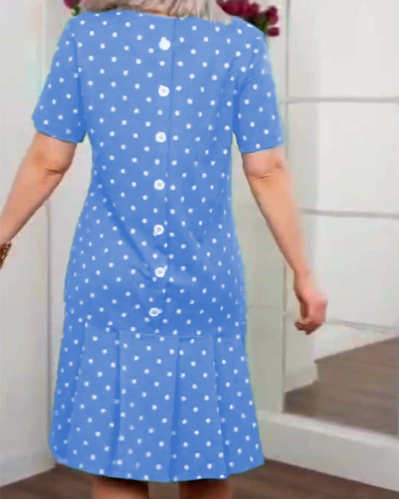 Robe décontractée à manches courtes avec imprimé à pois