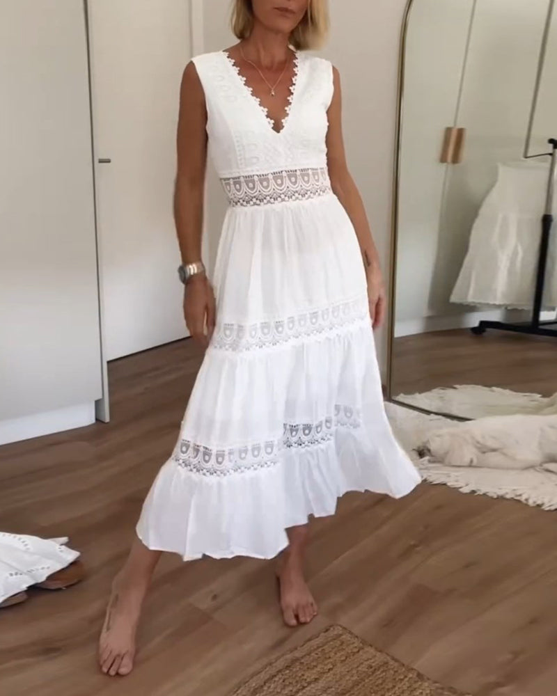 Robe débardeur en dentelle avec décolleté en V