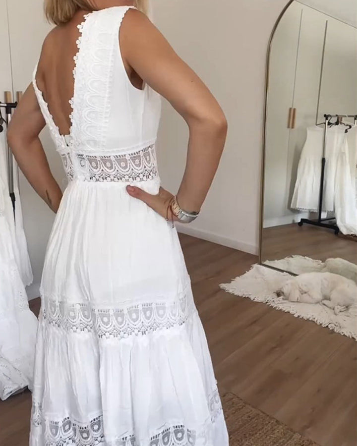 Robe débardeur en dentelle avec décolleté en V