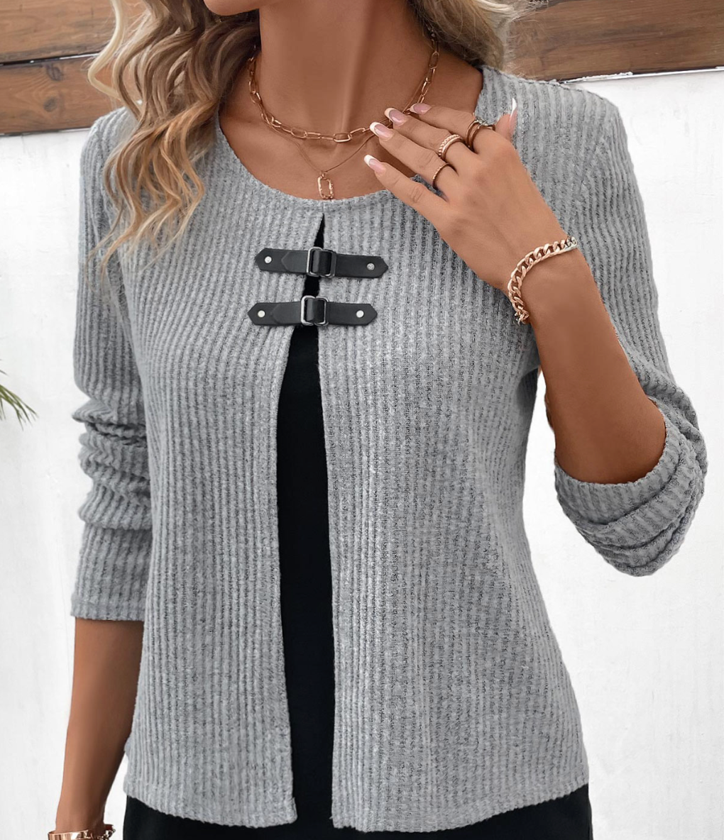 Twinset faux deux pièces gris clair chiné