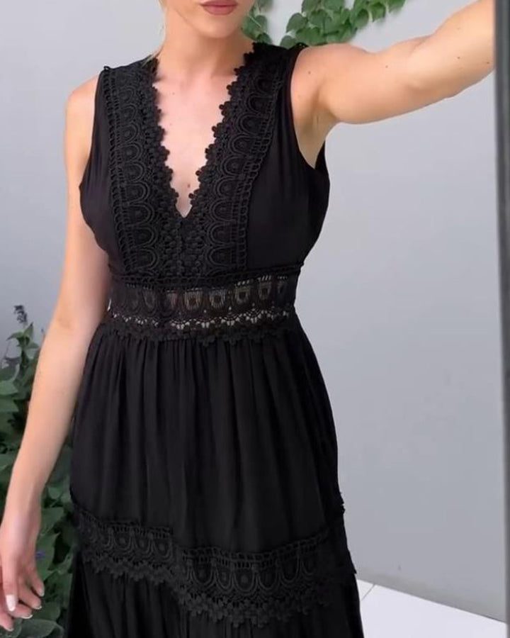 Robe débardeur en dentelle avec décolleté en V