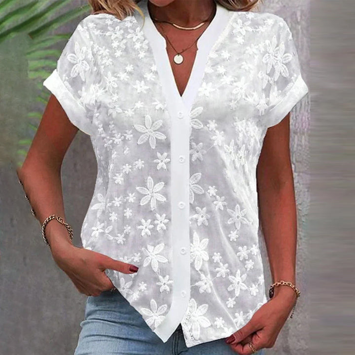 Blouse à manches courtes et décolleté en V