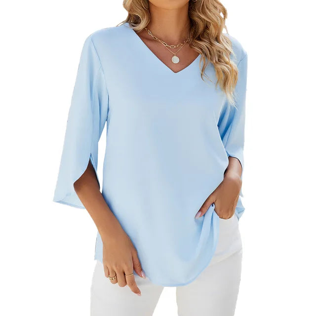 CARA™ | BLUSA LEGGERA CON SCOLLO A V