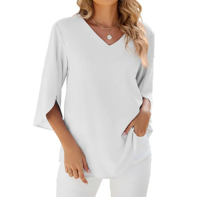 CARA™ | BLUSA LEGGERA CON SCOLLO A V