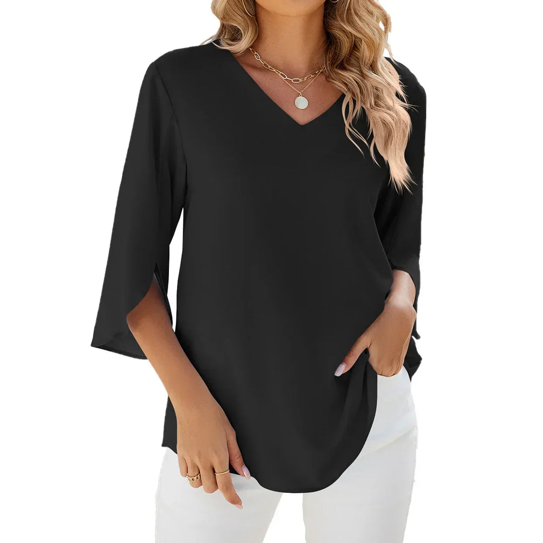 CARA™ | BLUSA LEGGERA CON SCOLLO A V