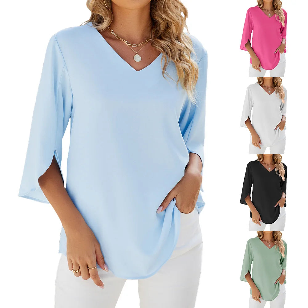 CARA™ | BLUSA LEGGERA CON SCOLLO A V